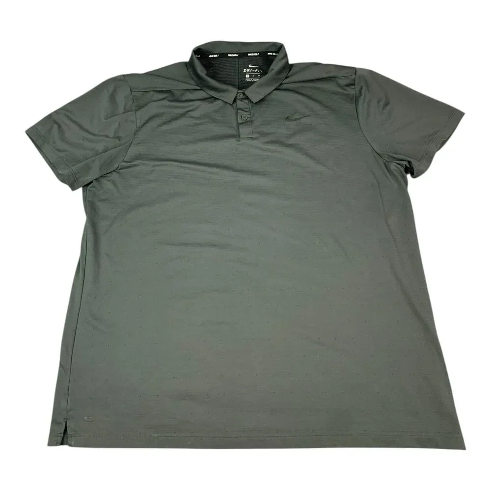 Nike Golf Dri Fit Polo Shirt, Short Sleeves, Gray Polka Dot, Men's Size XL